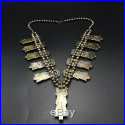 Vintage NAVAJO Sterling Silver TURQUOISE KACHINA Squash Blossom NECKLACE 188.6g Vintage NAVAJO Sterling Silver TURQUOISE KACHINA Squash Blossom NECKLACE 188.6g