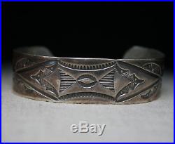Vintage Native American Harvey Era Navajo Sterling Silver Cuff Bracelet