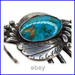 Vintage Native American Navajo Sterling Silver Beautiful Turquoise Cuff Bracelet