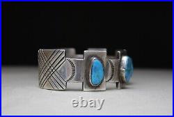 Vintage Native American Navajo Sterling Silver Turquoise Cuff Bracelet Vintage Native American Navajo Sterling Silver Turquoise Cuff Bracelet