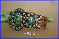 Vintage Native American Navajo Sterling Silver Turquoise Cuff Bracelet D. Reevees