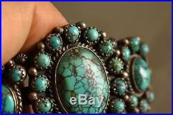 Vintage Native American Navajo Sterling Silver Turquoise Cuff Bracelet D. Reevees