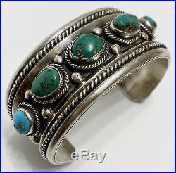 Vintage Native American Navajo Sterling Silver Turquoise Cuff Bracelet Nice Vintage Native American Navajo Sterling Silver Turquoise Cuff Bracelet Nice