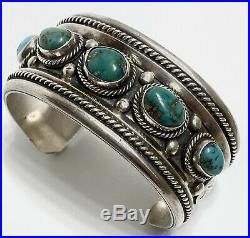 Vintage Native American Navajo Sterling Silver Turquoise Cuff Bracelet Nice Vintage Native American Navajo Sterling Silver Turquoise Cuff Bracelet Nice