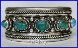 Vintage Native American Navajo Sterling Silver Turquoise Cuff Bracelet Nice Vintage Native American Navajo Sterling Silver Turquoise Cuff Bracelet Nice