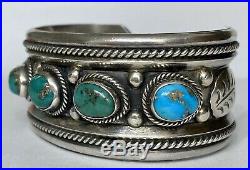 Vintage Native American Navajo Sterling Silver Turquoise Cuff Bracelet Nice Vintage Native American Navajo Sterling Silver Turquoise Cuff Bracelet Nice