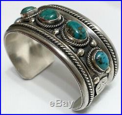 Vintage Native American Navajo Sterling Silver Turquoise Cuff Bracelet Nice Vintage Native American Navajo Sterling Silver Turquoise Cuff Bracelet Nice