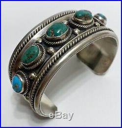 Vintage Native American Navajo Sterling Silver Turquoise Cuff Bracelet Nice Vintage Native American Navajo Sterling Silver Turquoise Cuff Bracelet Nice