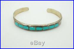Vintage Native American Navajo Sterling Silver Turquoise Inlay Cuff Bracelet