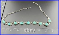 Vintage Native American Navajo Sterling Silver Turquoise Necklace 18 Unsigned