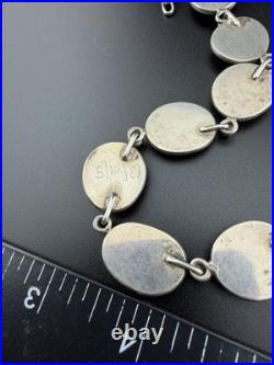 Vintage Native American Navajo Sterling Silver Turquoise Necklace 18 Unsigned