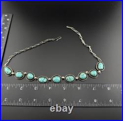 Vintage Native American Navajo Sterling Silver Turquoise Necklace 18 Unsigned Vintage Native American Navajo Sterling Silver Turquoise Necklace 18 Unsigned