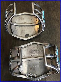 Vintage Native American Navajo Turquoise Cluster Cuff Bracelet Set. NO RESERVE