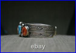 Vintage Native American Navajo Turquoise Spiny Oyster Sterling Silver Bracelet