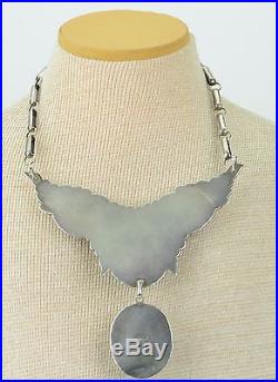 Vintage Native American Navajo Turquoise & Sterling Silver Necklace Signed NR