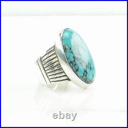 Vintage Native American Silver Ring Spiderweb Turquoise Large Sterling Size 10 Vintage Native American Silver Ring Spiderweb Turquoise Large Sterling Size 10