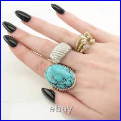 Vintage Native American Silver Ring Spiderweb Turquoise Large Sterling Size 10 Vintage Native American Silver Ring Spiderweb Turquoise Large Sterling Size 10