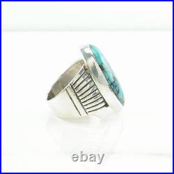 Vintage Native American Silver Ring Spiderweb Turquoise Large Sterling Size 10 Vintage Native American Silver Ring Spiderweb Turquoise Large Sterling Size 10
