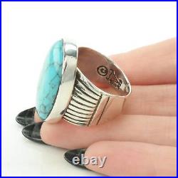 Vintage Native American Silver Ring Spiderweb Turquoise Large Sterling Size 10 Vintage Native American Silver Ring Spiderweb Turquoise Large Sterling Size 10