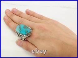 Vintage Native American Silver Ring Turquoise, Oval, Floral Sterling Size 10 3/4 Vintage Native American Silver Ring Turquoise, Oval, Floral Sterling Size 10 3/4