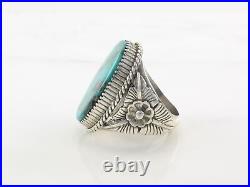 Vintage Native American Silver Ring Turquoise, Oval, Floral Sterling Size 10 3/4 Vintage Native American Silver Ring Turquoise, Oval, Floral Sterling Size 10 3/4