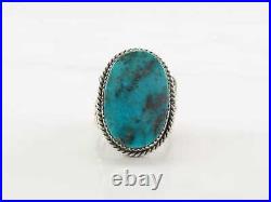 Vintage Native American Silver Ring Turquoise, Oval, Floral Sterling Size 10 3/4 Vintage Native American Silver Ring Turquoise, Oval, Floral Sterling Size 10 3/4