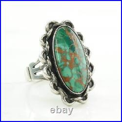 Vintage Native American Silver Ring Turquoise Oval Sterling Size 7 1/4