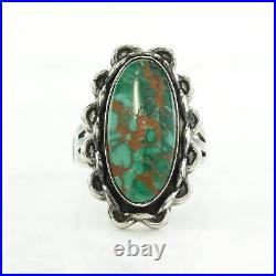 Vintage Native American Silver Ring Turquoise Oval Sterling Size 7 1/4