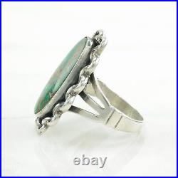 Vintage Native American Silver Ring Turquoise Oval Sterling Size 7 1/4