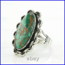 Vintage Native American Silver Ring Turquoise Oval Sterling Size 7 1/4