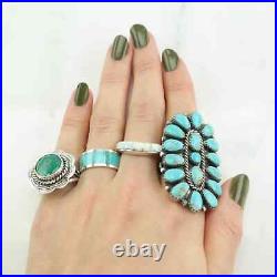 Vintage Native American Silver Ring Turquoise Scallop Sterling Size 6 Vintage Native American Silver Ring Turquoise Scallop Sterling Size 6