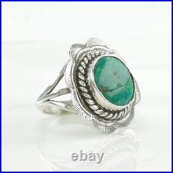 Vintage Native American Silver Ring Turquoise Scallop Sterling Size 6 Vintage Native American Silver Ring Turquoise Scallop Sterling Size 6