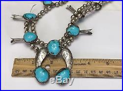 Vintage Native American Squash Blossom Necklace Sterling Silver BIG CHUNKY