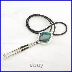 Vintage Native American Sterling Silver Blue Spidewerb, Turquoise Bolo Tie Vintage Native American Sterling Silver Blue Spidewerb, Turquoise Bolo Tie
