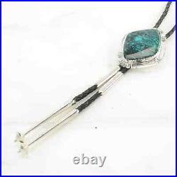 Vintage Native American Sterling Silver Blue Spidewerb, Turquoise Bolo Tie Vintage Native American Sterling Silver Blue Spidewerb, Turquoise Bolo Tie