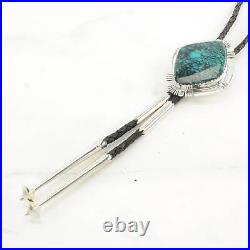 Vintage Native American Sterling Silver Blue Spidewerb, Turquoise Bolo Tie Vintage Native American Sterling Silver Blue Spidewerb, Turquoise Bolo Tie
