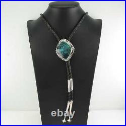 Vintage Native American Sterling Silver Blue Spidewerb, Turquoise Bolo Tie Vintage Native American Sterling Silver Blue Spidewerb, Turquoise Bolo Tie