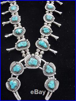 Vintage Native American Sterling Silver & Turquoise 24 Squash Blossom. 925 #SB2