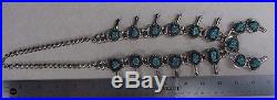 Vintage Native American Sterling Silver & Turquoise 24 Squash Blossom. 925 #SB2