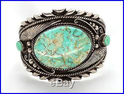 Vintage Native American Turquoise Bracelet Sterling Silver Cripple Creek HUGE