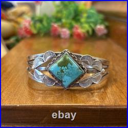 Vintage Native American Turquoise Bracelet Sterling Silver Navajo OLD PAWN