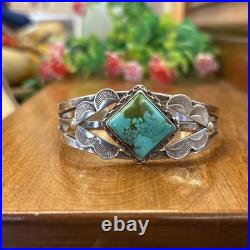 Vintage Native American Turquoise Bracelet Sterling Silver Navajo OLD PAWN