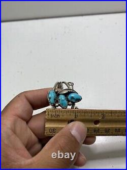 Vintage Native American Turquoise Sterling Silver Bracelet Ring Set Signed