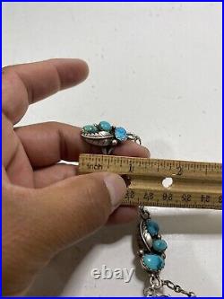 Vintage Native American Turquoise Sterling Silver Bracelet Ring Set Signed