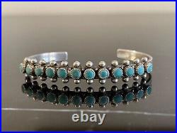 Vintage Native American Zuni Sterling Silver Bracelet with Turquoise Stones