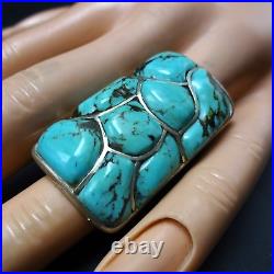 Vintage Navajo BENNY MARTIN Sterling Silver TURQUOISE Fish Scale Inlay RING 6.5
