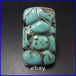 Vintage Navajo BENNY MARTIN Sterling Silver TURQUOISE Fish Scale Inlay RING 6.5