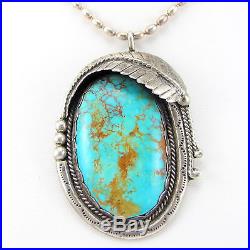 Vintage Navajo BERNICE CHAVEZ Sterling Silver Turquoise Pendant Necklace G L