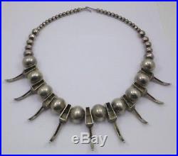 Vintage Navajo Bear Claw Artisan Necklace Sterling Silver Inlay Turquoise 242.2g