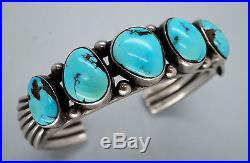 Vintage Navajo Bracelet Natural Turquoise Sterling Silver HANDMADE